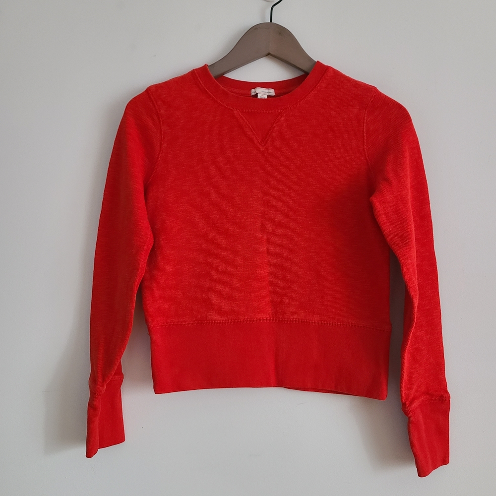 Classic Red Crew Neck Sweater Cotton XS Y2K